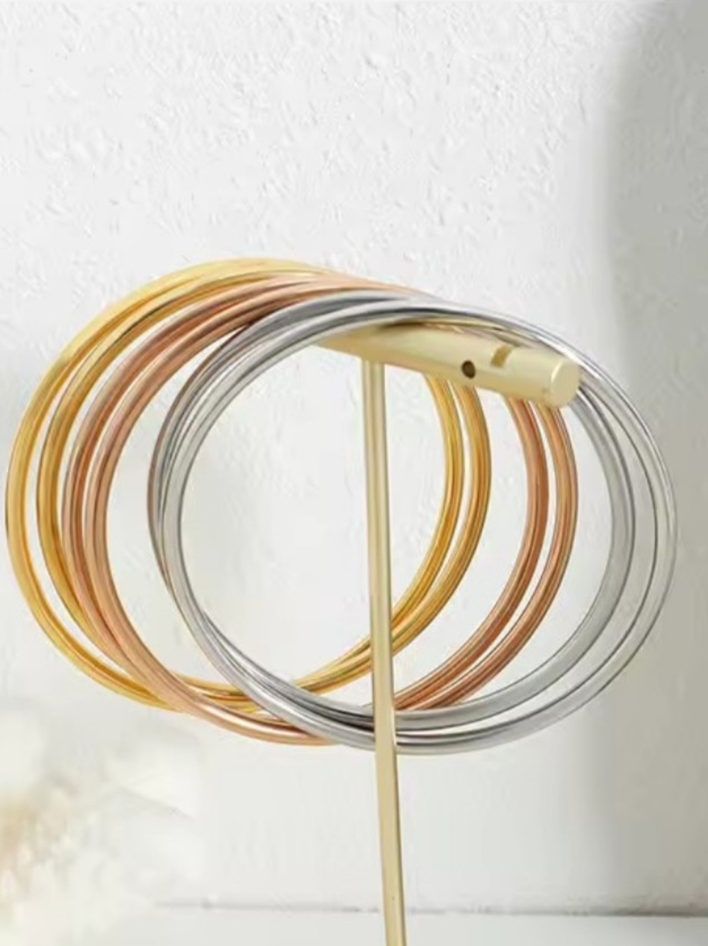 Gold Rhodium Tri Color Bangle Set - Picture 3 of 3